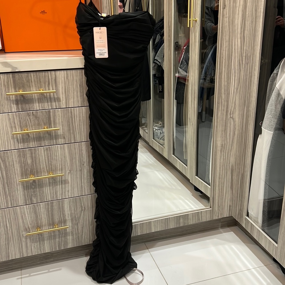 FORNARINA BLACK ORGANZA MESH MAXI DRESS